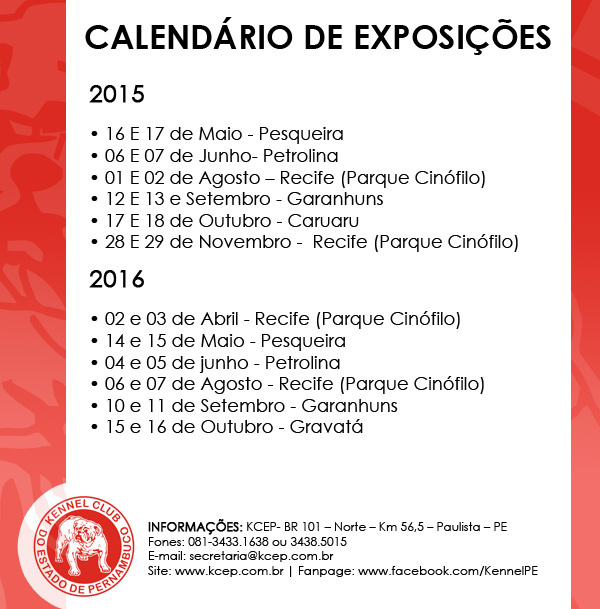 Calendário de Exposições